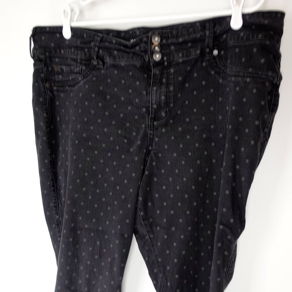 24R Stilletto Black washed-out Polka-Dot Jeggings from Torrid